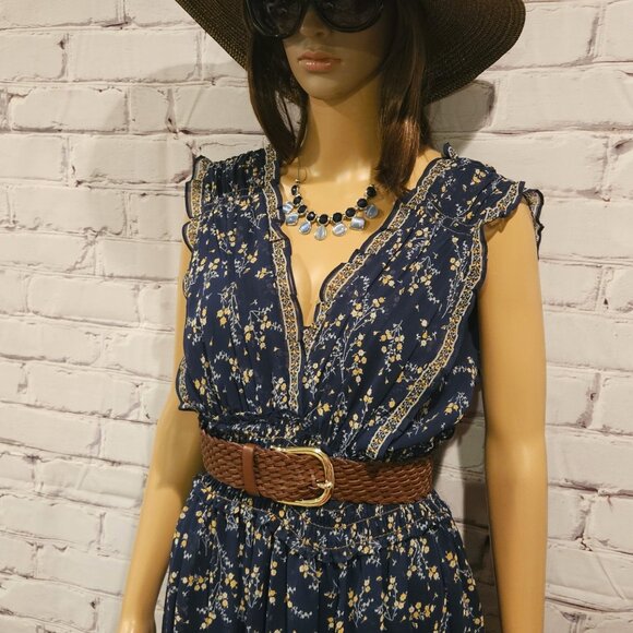 MAX STUDIO, Gorgeous navy blue sleeveless floral maxi dress - Picture 12 of 14